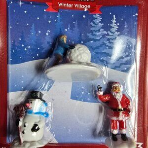 Cobblestone Corners Christmas Miniatures Winter Village People Santa Snowman Kid